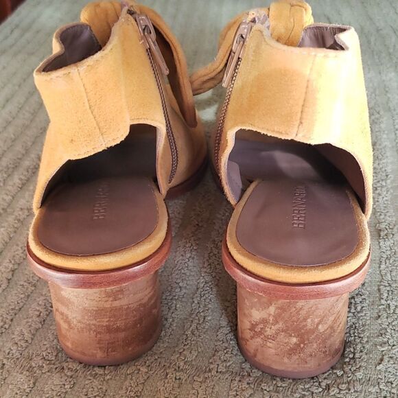 BERNARDO Luna Knotted Sandal Mustard Yellow Open-Toe Leather Suede Bootie 7.5/M - Picture 2 of 7